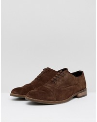 Asos Oxford Shoes In Brown Suede With Binding Detail