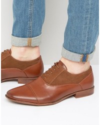Asos Oxford Shoes In Tan Faux Leather And Faux Suede