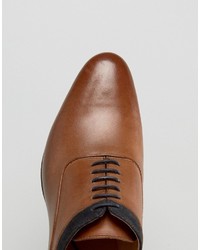 Asos Oxford Shoes In Tan Leather With Navy Suede Detail