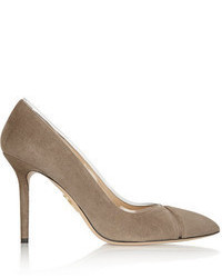 Charlotte Olympia Natalie Pvc Trimmed Suede Pumps