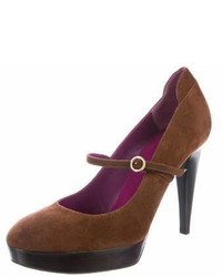 Sergio Rossi Suede Mary Jane Pumps