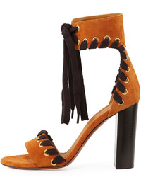 Chloé Chloe Suede Whipstitch Ankle Tie Sandal