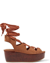 See by Chloe See By Chlo Lace Up Suede Platform Sandals Light Brown
