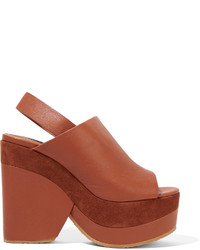 See by Chloe See By Chlo Suede Trimmed Leather Platform Sandals Brown