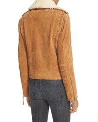 Joie Paulette Suede Moto Jacket With Removable Shearling Collar