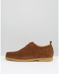 Asos Lace Up Shoes In Tan Suede