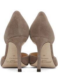 Jimmy Choo Taupe Suede Esther Dorsay Heels