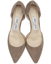 Jimmy Choo Taupe Suede Esther Dorsay Heels