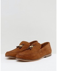 Asos Loafers In Tan Suede With Tassels
