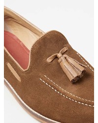 Topman Made In England Tan Suede Tassel Loafers