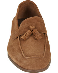Doucal's Suede Apron Toe Tassel Loafers
