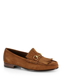 Gucci Suede Tassel Front Loafers