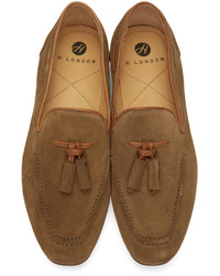 H By Hudson Tan Suede Pierre Loafers