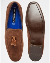 Red Tape Tassel Loafers In Brown Suede