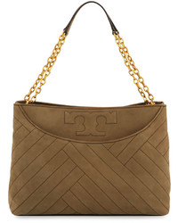 Tory Burch Alexa Quilted Suede Tote Bag Banana Leaf
