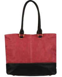 Black Rivet Danielle Two Tone Faux Leather And Faux Suede Tote
