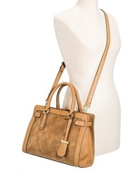 Merona Faux Leather Med Belted Tote With Faux Suede Detail