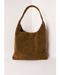 Missguided Slouch Faux Suede Tote Bag Tan