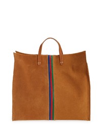 Clare V. Simple Stripe Suede Tote In Camel At Nordstrom