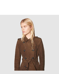 Gucci Suede Belted Trench Coat