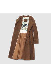 Gucci Suede Belted Trench Coat
