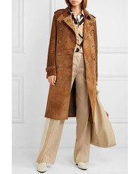 Burberry The Haddington Double Breasted Suede Trench Coat