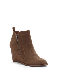 Brown Suede Wedge Ankle Boots
