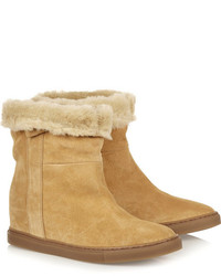 Common Projects Faux Shearling Lined Suede Wedge Ankle Boots