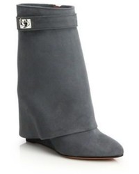 Givenchy Sharklock Suede Wedge Booties