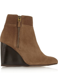 Lanvin Suede Wedge Ankle Boots