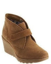 White Mountain Suede Wedge Ankle Boots W Monk Strap Kix