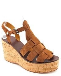 Polo Ralph Lauren Chandra Brown Suede Wedge Sandals Shoes