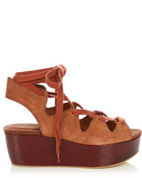 See by Chloe See By Chlo Lace Up Suede Platform Sandals