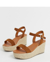 New Look Wide Fit Espadrille Wedges In Tan