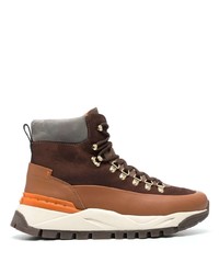 Santoni Contrast Panel Lace Up Hiking Boots