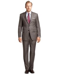 Brooks Brothers Madison Fit Plaid Brown Plaid With Blue Deco 1818 Suit