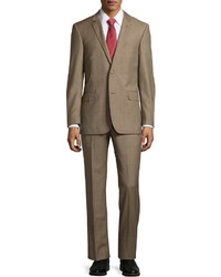 Neiman Marcus Modern Fit Neat Two Piece Suit Brown