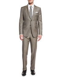 Tom Ford Oconnor Base Sharkskin Two Piece Suit Tan