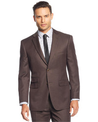 Perry Ellis Portfolio Brown Texture Solid Slim Fit Suit