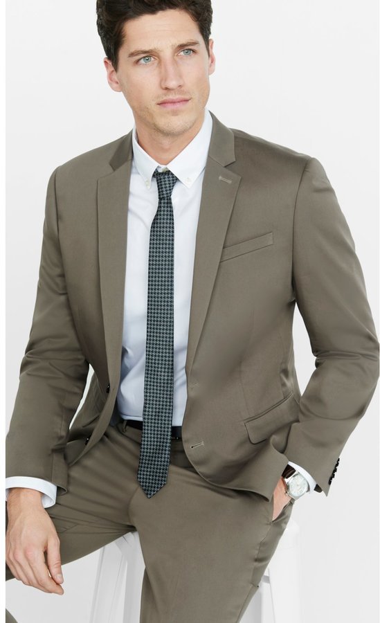 Express Slim Photographer Cotton Sateen Light Brown Suit Jacket, $198 ...