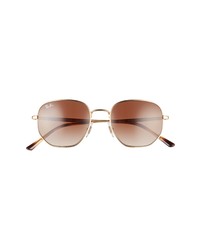 Ray-Ban 51mm Hexagonal Polarized Sunglasses In Aristagradient Brown At Nordstrom
