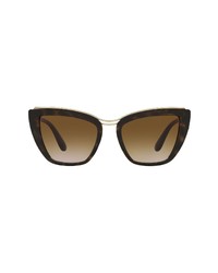 Dolce & Gabbana 54mm Gradient Cat Eye Sunglasses In Havanagradient Brown At Nordstrom