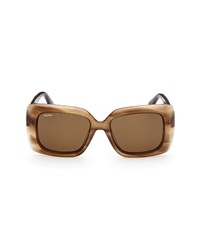 Max Mara 54mm Rectangular Sunglasses In Havanabrown At Nordstrom