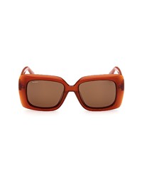 Max Mara 54mm Rectangular Sunglasses In Orangebrown At Nordstrom