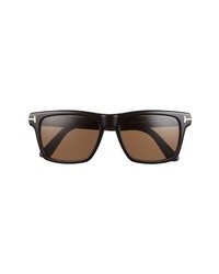 Tom Ford 56mm Square Polarized Sunglasses In Black At Nordstrom