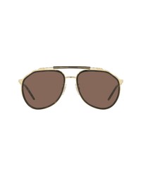 Dolce & Gabbana 57mm Aviator Sunglasses In Goldhavanadark Brown At Nordstrom