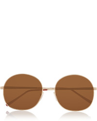 Illesteva Alina Round Frame Metal Mirrored Sunglasses
