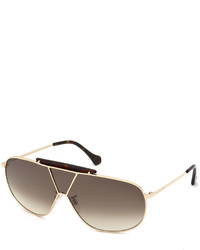 Balenciaga Aviator Shield Metal Sunglasses Goldhavana
