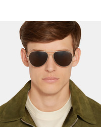 Montblanc Aviator Style Gold Tone Polarised Sunglasses