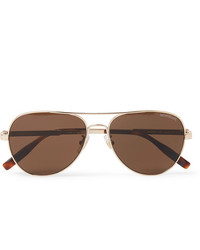 Montblanc Aviator Style Gold Tone Polarised Sunglasses